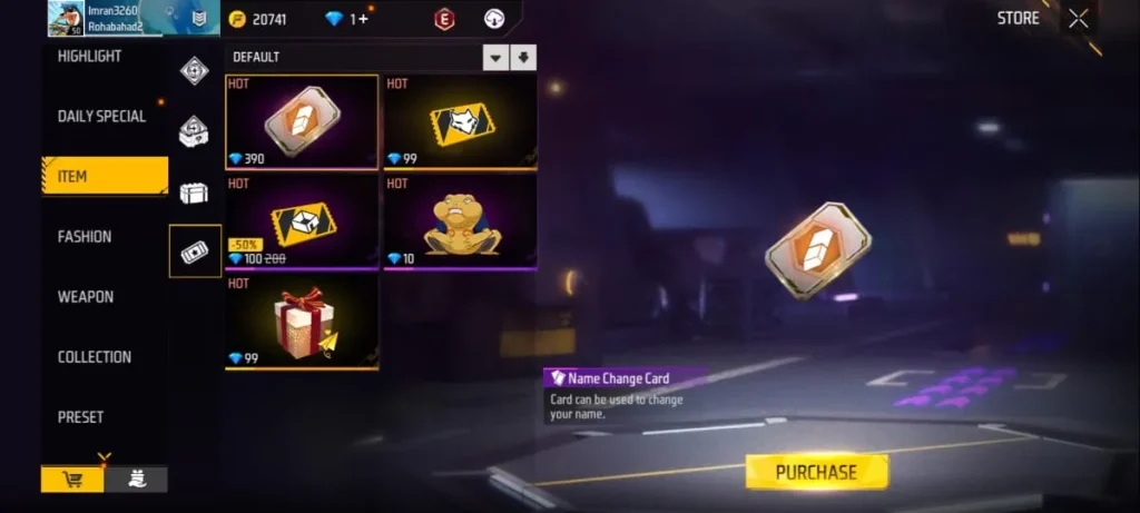store image, How To Get A Name Change Card in Free Fire image